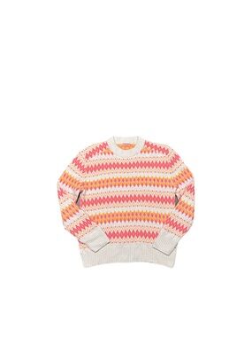 J.Crew 100% Cashmere Fair Isle Sweater Women's Medium Pink Orange Crewneck